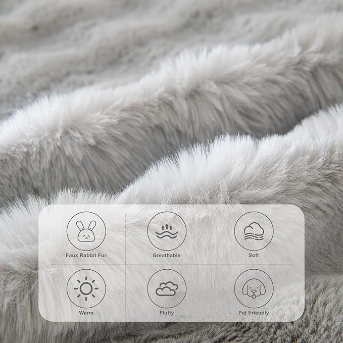 HANDONTIME Grey Plush Sofa Covers Washable Rabbit Plush Couch Cover Soft Cozy Faux Fur Couch Protector for Dogs Fluffy Plush L Shaped Sofa Cover Pet Friendly Couch Protector Furniture, 71" X118"