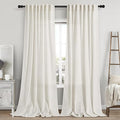 Cream Linen Curtains 119 Inches Long for Living Room Extra Long Back Tab Curtains Neutral Farmhouse Light Filtering Semi Sheer Linen Drapes Ceiling to Floor for Large Window 2 Panels Set 52x119