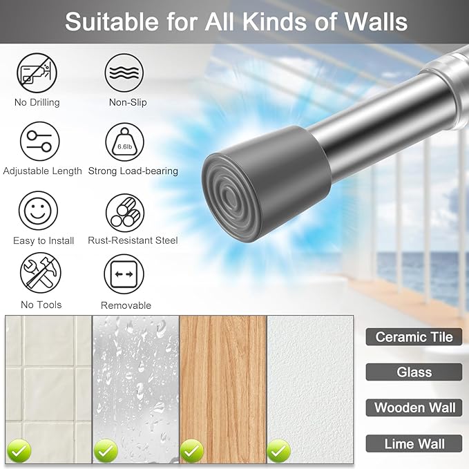 AIZESI 1pcs Tension Curtain Rod Spring Tension Rod Short Curtian Rods No Drilling Expandable Spring Loaded Curtain Tension Rod Adjustable 26 to 39 inch,Best Use Range 28 to 36 inch，Sliver