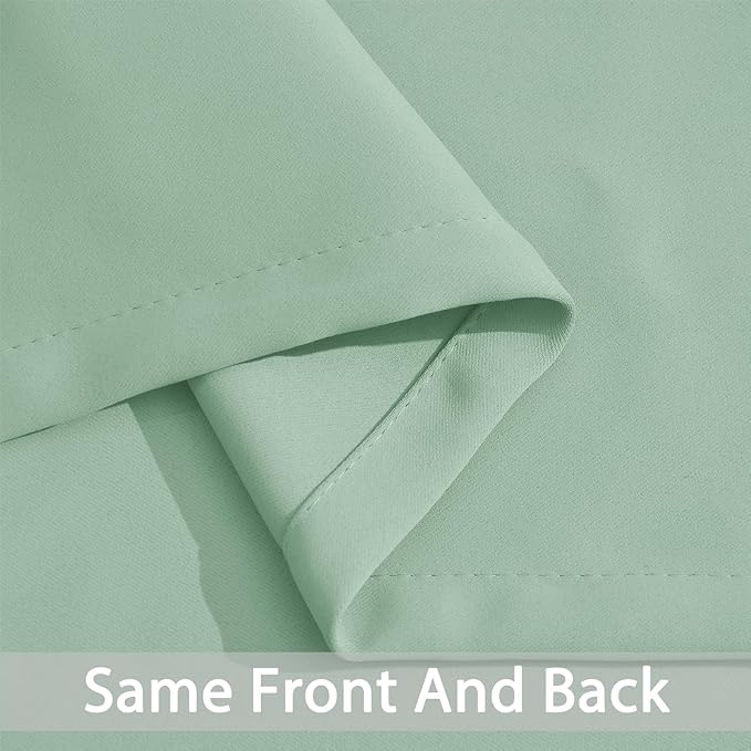 Yakamok Green Curtains 84 Inches Length Blackout Curtain for Bedroom-Light Sage Green Room Darkening Thermal Insulated Grommet Drapes Panels for Living Room, 52W x 84L, Light Sage, 2 Panels