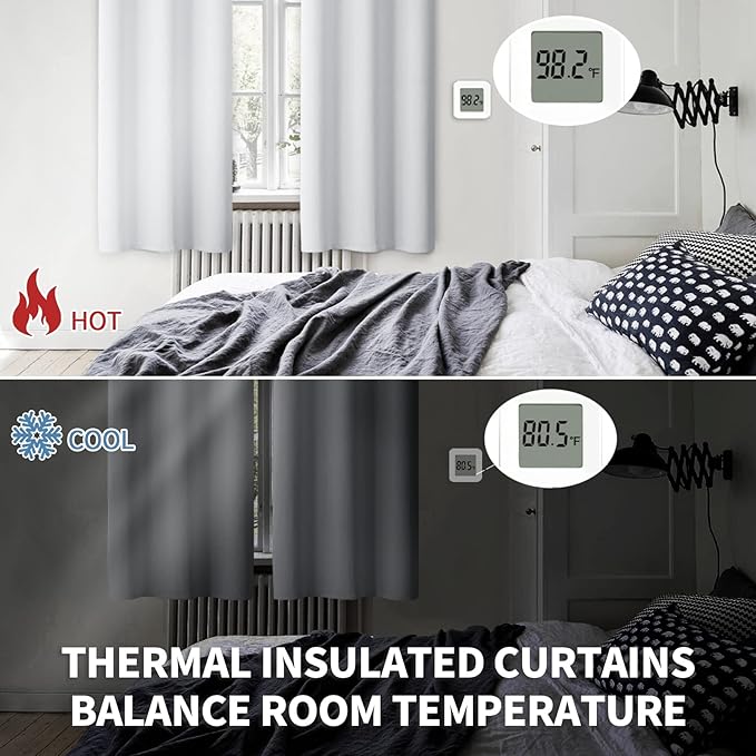 BGment Room Darkening Curtains for Bedroom - Grommet Thermal Insulated Window Treatments Light Blocking Curtains for Living Room, Set of 2 Panels, Each 55 x 69 Inch, Greyish White