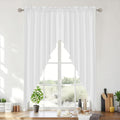 RYB HOME 2 Panels Valance for Windows Thick Faux Linen Blended Light Filtering Privacy Protect Short Swag Topper for Bedroom Bathroom, Rod Pocket, White, W 36 x L 63 inch