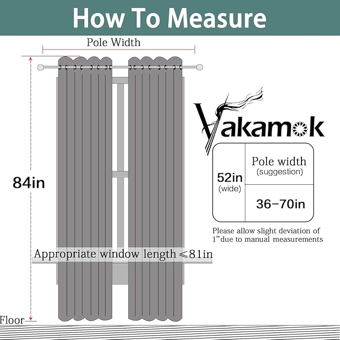 Yakamok Blackout Curtains for Bedroom 2 Panels Set 84 Inch Length Thermal Insulated Room Darkening Dark Black Out Drapery Grommet Window Treatments Drapes for Living Room,52x84, Dark Teal