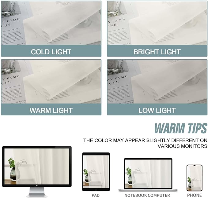Ivory Sheer Curtains Tier 30 Inches Length 2 Panels Set, Light Filtering Lightweight Soft Window Treatments Drapes, Cute Elegant Cafe Curtains for Nursery, Dual Rod Pocket, 2x42Wx30L Inches