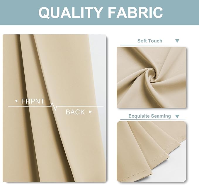 ChrisDowa Blackout Curtains 72 inches Long for Bedroom - 2 Panels Set Grommet Thermal Insulated Room Darkening Curtains for Living Room (Biscotti Beige, 42 x 72 Inch)