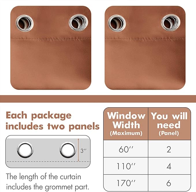 MIULEE Blackout Curtains for Bedroom Living Room Thermal Insulated Room Darkening Grommet Top Solid Light Blocking Drapery Set of 2 Window Panels 52 x 72 Inches Terracotta