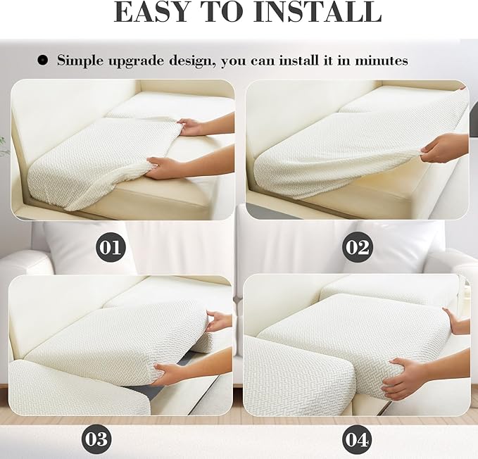 Sofa Covers Couch Covers for Sofa Pet Friendly Couch Cushion Covers Universal Sofa Covers Washable Stretch Slipcovers for Sectional Sofa (Texture Ivory White,Headrest Cover)