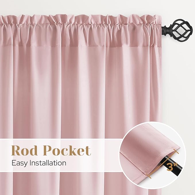 HOMEIDEAS Non-See-Through Light Pink Privacy Sheer Curtains, 52 X 45 Inches Long 2 Panels Sheer Curtains Light Filtering Window Drapes for Bedroom Living Room