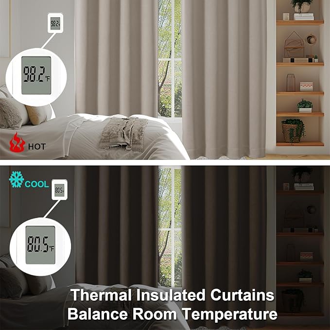 Simplebrand Ava Stone Blackout Curtains for Bedroom, 78 Inch Length, 2 Panels Set, Privacy Thermal Insulated Rod Pocket Window Curtains for Patio, French Door, W40 x L78 Inch