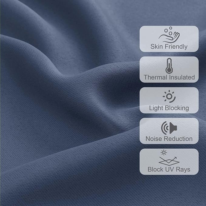 Chyhomenyc Blackout Valances for Windows, Short Window Valance Curtains for Living Room Bedroom Bathroom, Room Darkening Solid Privacy Small Kitchen Valances, 60Wx16L, 2 Pack, Denim Blue