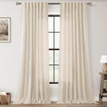 Apricot Linen Curtain 96 inch Length 2 Panels Set Back Tab Light Filtering Living Room Curtain Drapes Home Office Modern Minimalist Decor Farmhouse Boho Neutral Cream Semi Sheer Curtain 96 inch Long