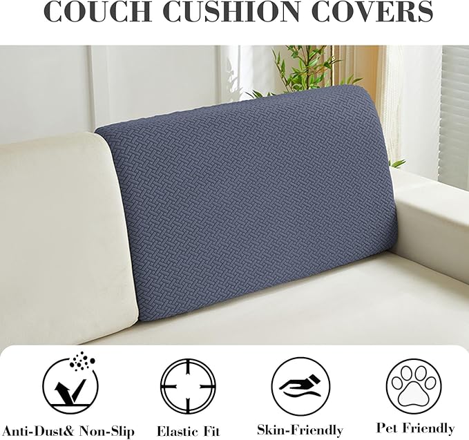 Sofa Covers Couch Covers for Sofa Pet Friendly Couch Cushion Covers Universal Sofa Covers Washable Stretch Slipcovers for Sectional Sofa (Texture Metal Gray,Back Cover L)