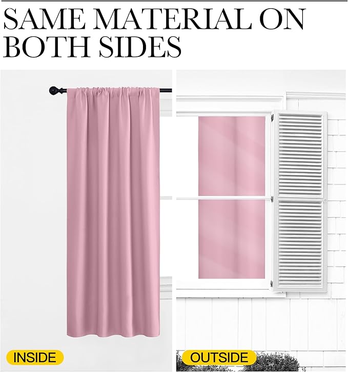 NICETOWN Blackout Curtains for RV Windows, Rouge Pink, 29" by 20", 2 Panels, Room Darkening Window Curtain Panels, Easy-Care Solid Thermal Insulated Draperies/Drapes for Daughter Room