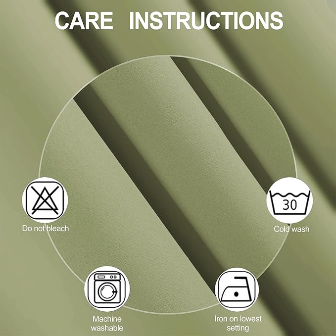 LEMOMO Sage Green Thermal Blackout Curtains/52 x 45 Inch/Set of 2 Panels Room Darkening Curtains