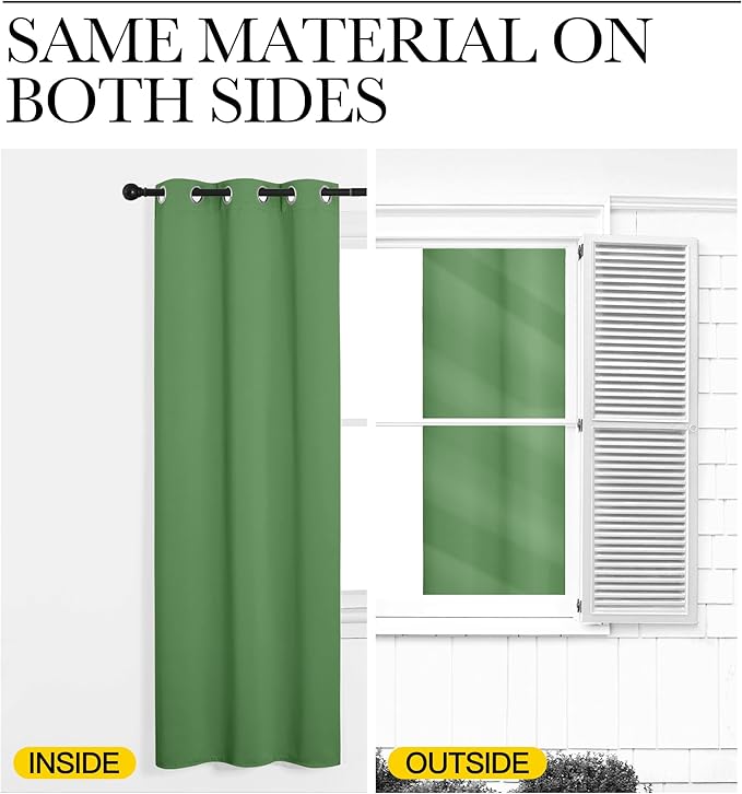 NICETOWN Blackout Curtain Panels for Bedroom, 2 Panels, Forest Green, W42 x L40-inch, Thermal Insulated Grommet Top Blackout Draperies and Drapes for Basement