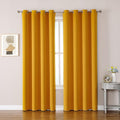 ChrisDowa Grommet Room Darkening Curtains for Bedroom and Living Room - 2 Panels Set Thermal Insulated Blackout Curtains (Mustard Yellow, 52W x 95L)