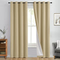 Yakamok 100% Blackout Curtain Panels 96 inches Cold and Light Blocking Drapes for Nursery, 2 Thick Layers Thermal Insulated Draperies (2 Pieces, 50 Wide Each Panel, Beige Front with White Backing)
