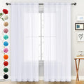 SpaceDresser Sheer Voile Window Treatment Rod Pocket Curtain Panels for Kitchen Bedroom Living Room Drapes Sunlight Filtering Privacy Semi Home Decor Assorted Colors Sizes (Optical White, 52 W x 45 L)