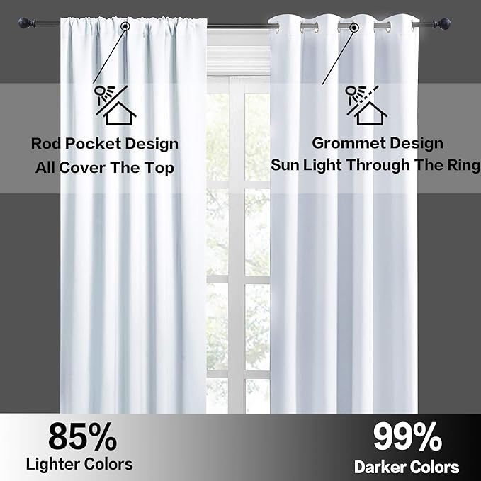 RYB HOME Cafe Curtains 24 inch Length, RV Curtains for Camper Windows, Mini Short Small Insulating Light UV Heat Blocking Privacy Half Window Tiers, Width 29 by Length 24, Greyish White, 2 Panels
