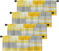 Emvency 4 Pack Valances Window Treatments, Yellow and Grey Abstract Modern Art Blackout Adjustable for Living Room Bathroom Bedroom Kitchen Over Sink, 52x18 Inch Rod Pocket Valances