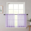 Kitchen Curtains 24 Inch Length Tier 2 Pieces, Lavender Sheer Curtain Solid Soft Sheer Short Curtains for Windows, Cafe Bathroom Basement Rod Pocket Drapes, Lavender, Each 42" Wx24 L Inches
