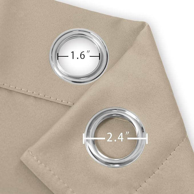 LEMOMO Blackout Curtains 52 x 108 inch/Khaki Curtains Set of 2 Panels/Thermal Insulated Room Darkening Bedroom Curtains