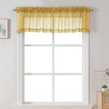 Chyhomenyc Gold Sheer Valances for Windows - Light Filtering Small Kitchen Curtains, Rod Pocket Short Top Window Treatment Decor for Living Room Bathroom Basement, 42Wx16L inches, 2 Panels