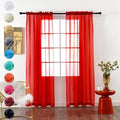 youleyar Solid Sheer Rod Pocket Curtain Voile Draperies 2 Panels White Beige Black Red Coffee 70 Inch Width 84 Inch Long 1 Pair for Kitchen Bedroom Children Living Room Yard(Red,70Wｘ84L)