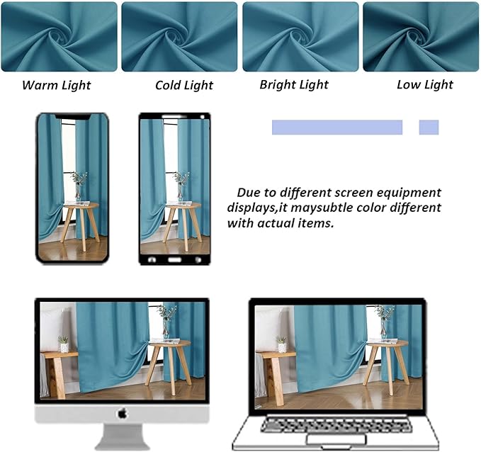 Simplebrand Ava Turquoise Short 36 Inches Blackout Curtain 2 Panels Set, Half Window Rod Pocket Privacy Curtain Tiers for Kitchen, Curtains Blackout for Bathroom Shades, W40 x L36 Inch, Turquoise