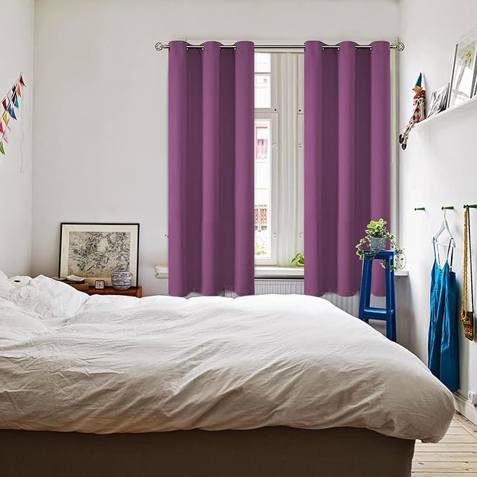 BGment Room Darkening Curtains 72 Inches Long - Grommet Thermal Insulated Drapes Window Treatment Curtains for Bedroom, 2 Panels, 42 x 72 Inch, Eggplant Purple