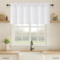 OVZME White Valance for Windows, Light Filtering Thick Textured Small Kitchen Valances for Window, Dual Rod Pocket Farmhouse Short Curtain for Bathroom Basement, 1 Piece, 60Wx22L Inch