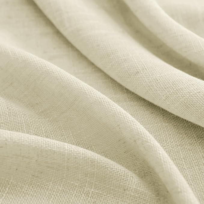 Joydeco Linen Curtains 84 Inch Length 2 Panels Set, Light Filtering Curtains for Bedroom Living Room,Linen Blend Drapes 52 Inches Wide with Back Tab Rod Pockets (W52 x L84 Inch, Natural)