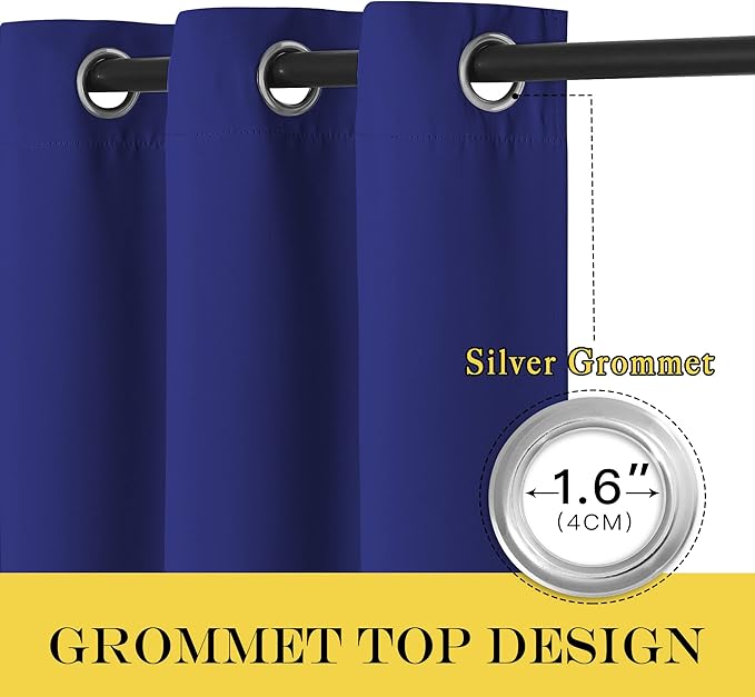 NICETOWN Bedroom Blackout Curtains Panels - Window Treatment Thermal Insulated Solid Grommet Blackout for Living Room (Set of 2, 66 by 54 Inch, Navy Blue)