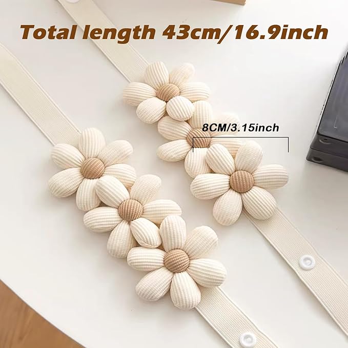 SRG Sunflower Curtain Tiebacks-2 Pack | Daisy Curtain Holdbacks Three Flower | Curtain Tiebacks Boho | Japanese Curtain Ties | Cute Flower Curtain Ties Decorative for Bedroom Window Treatment （Cream）
