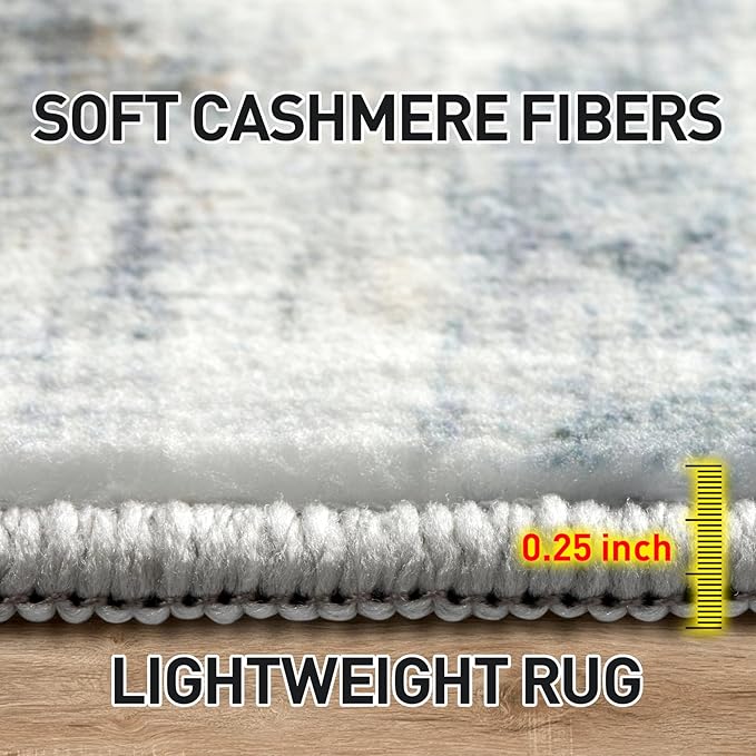 4x6 Area Rugs Washable Rug: Modern Abstract Living Room Rug Soft Anti-Skid Thin Carpet Indoor Floor Non-Shedding Carpets for Bedroom Dining Room Farmhouse Nursery Home Office - Blue Multi