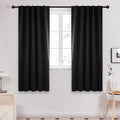 Deconovo Blackout Curtains, Thermal Insulated, W42 x L72 2 Panels, Back Tab, Machine Washable, Room-Darkening Drapes for Bedroom/Living Room Black