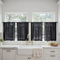 MIULEE Short Cafe Curtains 36 Inches Long, 4 Panels Set, Sheer Light Filtering Tier Curtains for Kitchen Windows Over Sink, Rod Pocket, 42W x 36 Inches, Black