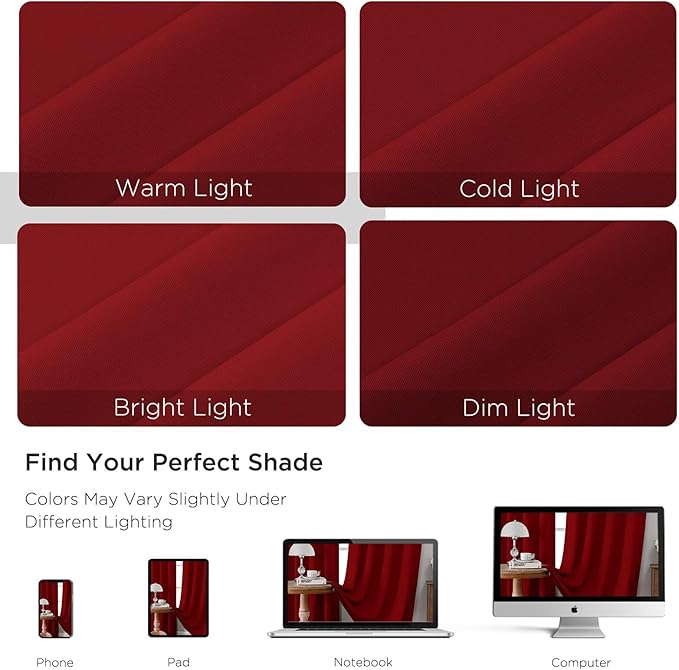 CUCRAF Red Blackout Curtains 63 inch Length 2 Panels Set, Rod Pocket Room Darkening Drapes for Bedroom Living Room, Insulated Thermal Light Blocking Window Curtain (W52 x L63 Inch)