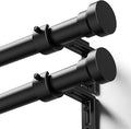 YaFex Curtain Rods 2 Pack 32-84 Inch, Heavy Duty 1 Inch Curtain Rod, Black Long Adjustable Window Treatment Rods, Modern Design, Easy Installation