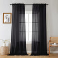 Gwine Extra Long Black Sheer Curtains 120 Inches Long 2 Panels Set, Voile Light Filtering Window Drapes for Patio Door/Birthday Party/Hallway Window Guest Room, Each 42Wx120L in, 10FT, Black