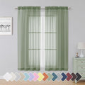 Simplebrand Sage Sheer Curtains 63 Inch Length 2 Panels, Rod Pocket Solid Color Window Sheer Curtain Panels, Elegant Curtains & Drapes for Living Room, Bedroom 2 Panels (Sage, 42" W x 63" L)