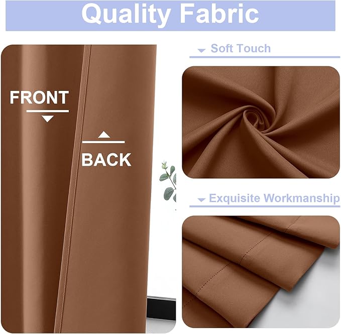 Simplebrand Ava Sun Baked Blackout Curtains for Bedroom 84 Inch Length 2 Panels Set, Solid Thermal Insulated Privacy Living Room Window Treatment Curtains Blackout Drapes, W40 x L84 Inch, Sun Baked