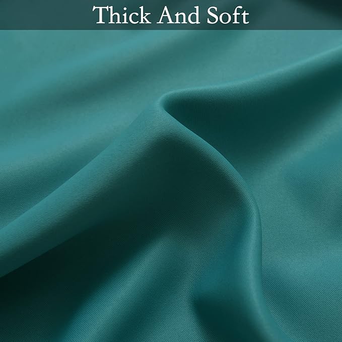 SimpleHome Ombre Room Darkening Curtains for Living Room, Light Blocking Gradient Teal to Grey White Thick Thermal Insulated Grommet Window Curtains/Drapes for Bedroom, 2 Panels, 52x63 inches Length
