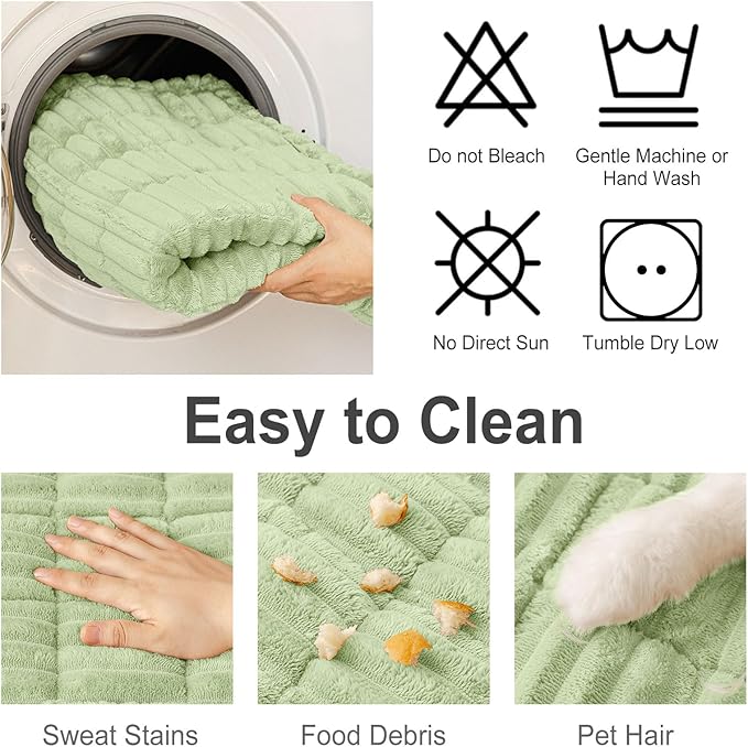 hyha Couch Covers for Dogs Washable, Non Slip Plush Dog Sofa Protectors, Fuzzy Pet Couch Covers for 3 Cushion Sofa Pet Friendly (Green, 27.6" x 82.7")