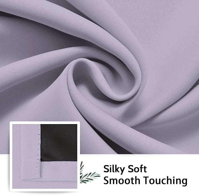 SimpleHome 100% Blackout Curtains for Bedroom,Thermal Insulated Lilac Grommet Window Drapes Room Darkening Curtains for Living Room with Black Back,38 x 72 Inch,2 Panels