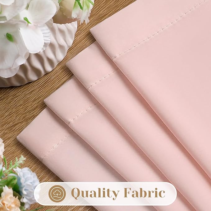 HOMEIDEAS Non-See-Through Blush Pink Privacy Sheer Curtains, 52 X 54 Inches Long 2 Panels Sheer Curtains Light Filtering Window Drapes for Bedroom Living Room