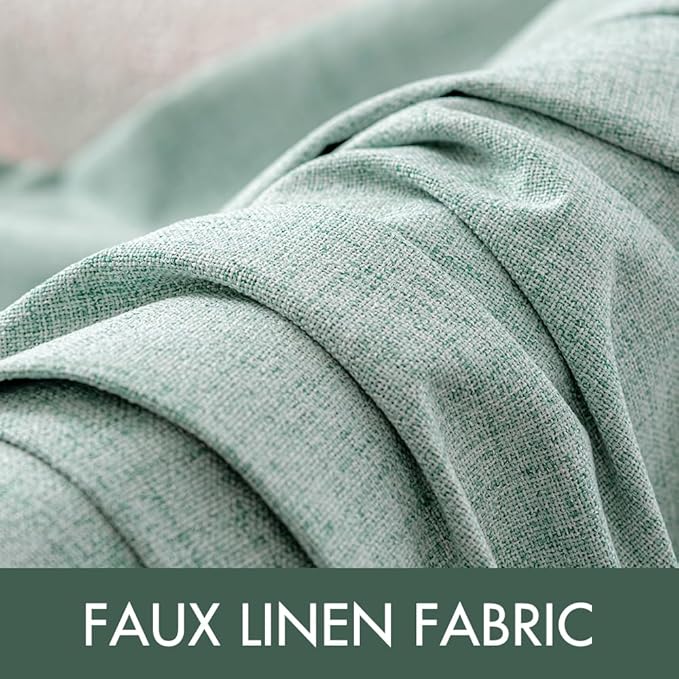MIULEE Linen Texture Curtains for Bedroom Solid 100% Blackout Thermal Insulated Seafoam Green Curtains Grommet Room Darkening Curtains/Draperies for Living Room Nursery 52x120 Inch (2 Panels)