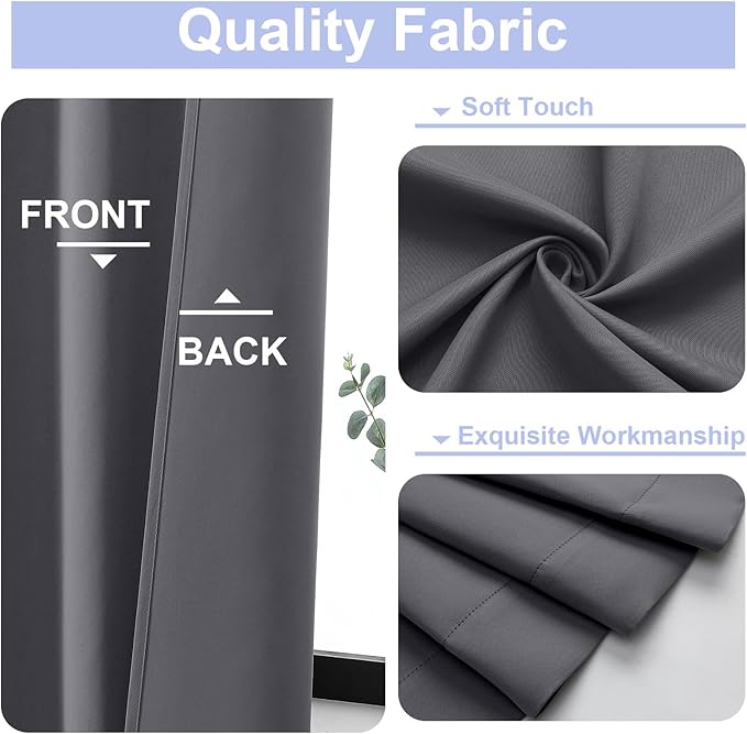 Simplebrand Ava Grey Blackout Curtains for Bedroom, 78 Inch Length, 2 Panels Set, Privacy Thermal Insulated Rod Pocket Window Curtains for Patio, French Door, W40 x L78 Inch