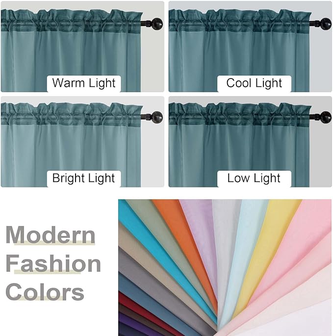 Dusty Blue Sheer Curtains 84 Inches Long 2 Panels, Soft Airy Light Filtering Curtains for Bedroom Living Room, Rod Pocket Privacy Drapes Window Treatments, Dusty Blue, Total Wide 84 Inch