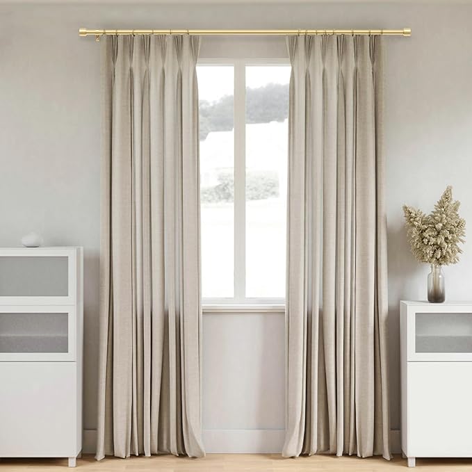 GEEBOBO 2 Pack Gold Curtain Rods for Windows 72 to 144 Inch, 1 Inch Adjustable Heavy Duty Easy Install Curtain Rods Set for Outdoor, Patio, Farmhouse, Bedroom, Living Room (Gold,30"-150",2 Pack)